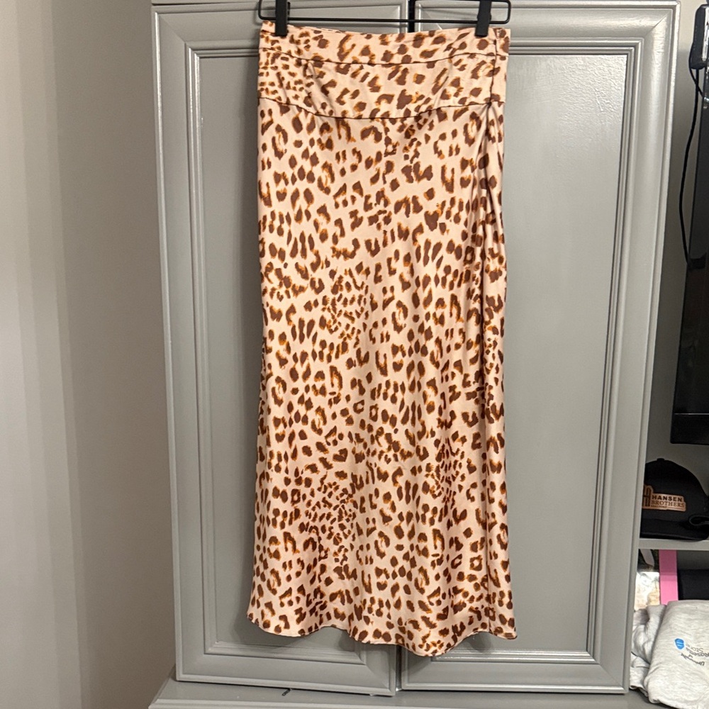 Free People Animal Print Midi Skirt